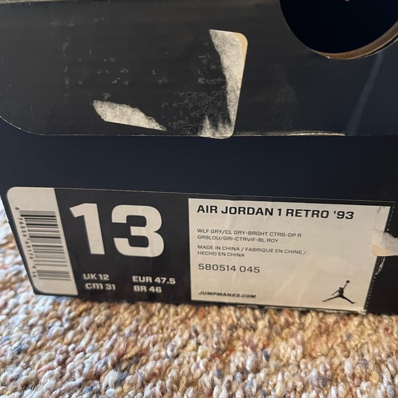 Jordan 1 Retro 93 Wolf Grey Orange - Picture 9 of 10